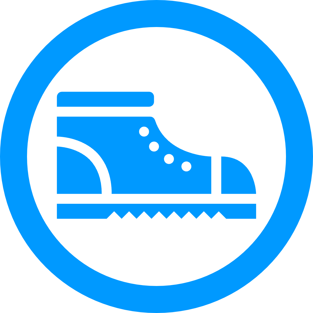 a blue boot, symbol of accessible walking locations